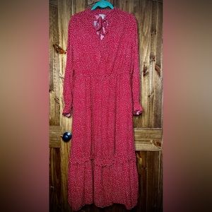 Red and White Polkadot Maxi Dress